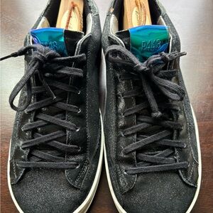 P448 Black Glitter Sneakers with White Soles